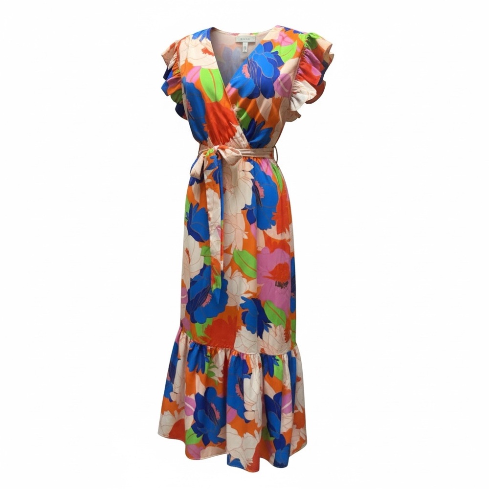 Floral Wrap Maxi Dress - Multicolor